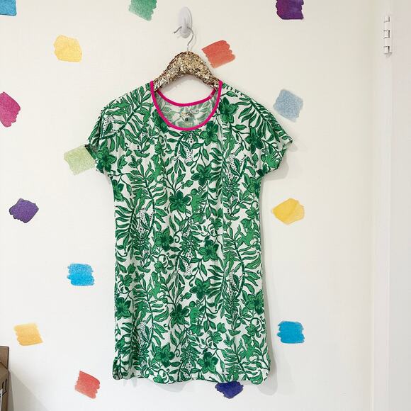 S Lilly Pulitzer Green Print Margene PJ Short Sleeved Sleep Dress - Picture 2 of 4